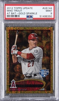 2012 Topps Update "At Bat - Gold Sparkle" #US144 Mike Trout Rookie Card - PSA MINT 9